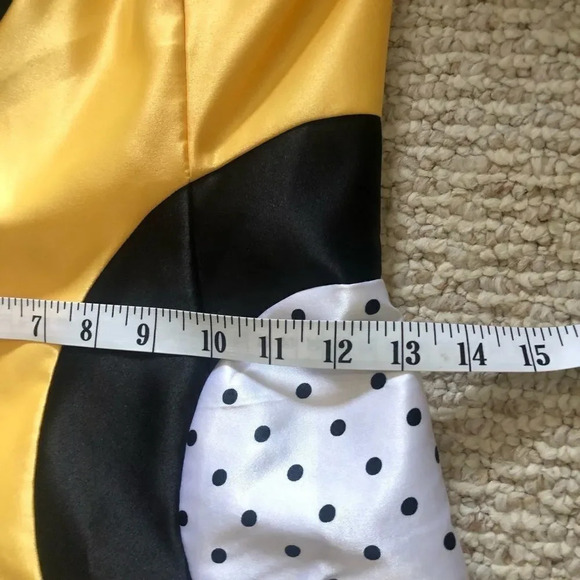 GUNNE Sax vintage bright yellow geometric disco mod polkadot dress XS - Picture 12 of 15